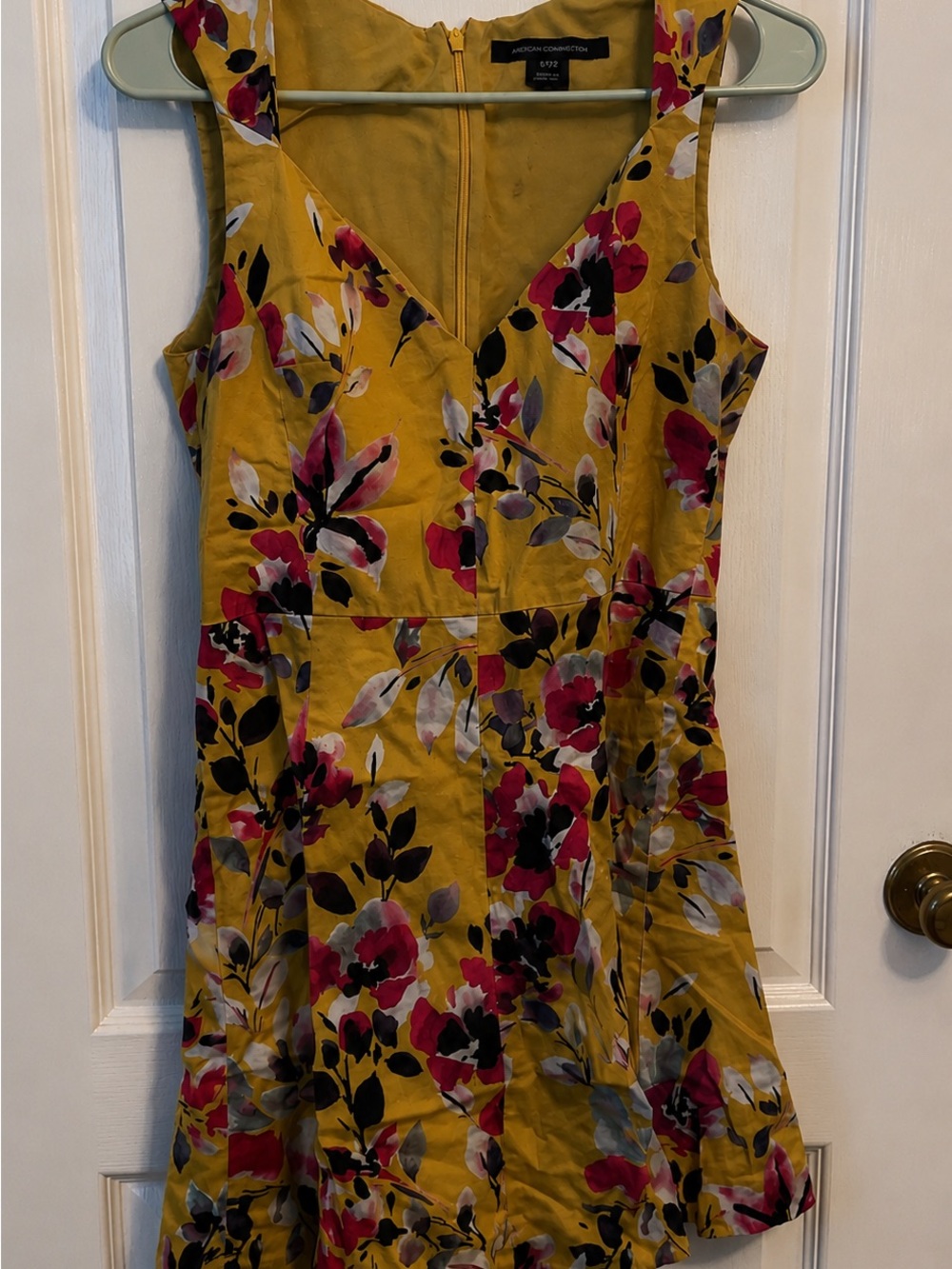 Floral V-Neck Midi Dress in Mustard Yellow